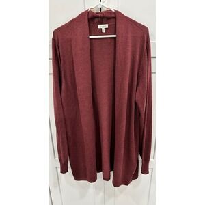 Ella Moss Open Front Cardigan Duster Knit Sweater Casual Maroon XXL‎